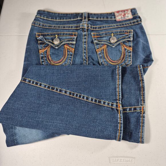 True Religion USA Rainbow Heavy Stitch Joey Boot Flare Vintage Denim Jeans 29 - Picture 2 of 6